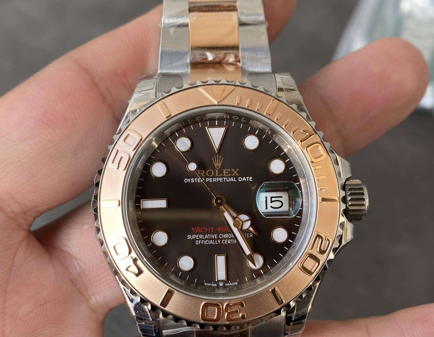 Rolex Yacht-Master 40 Two Tone Pink Gold Chocolate Dial