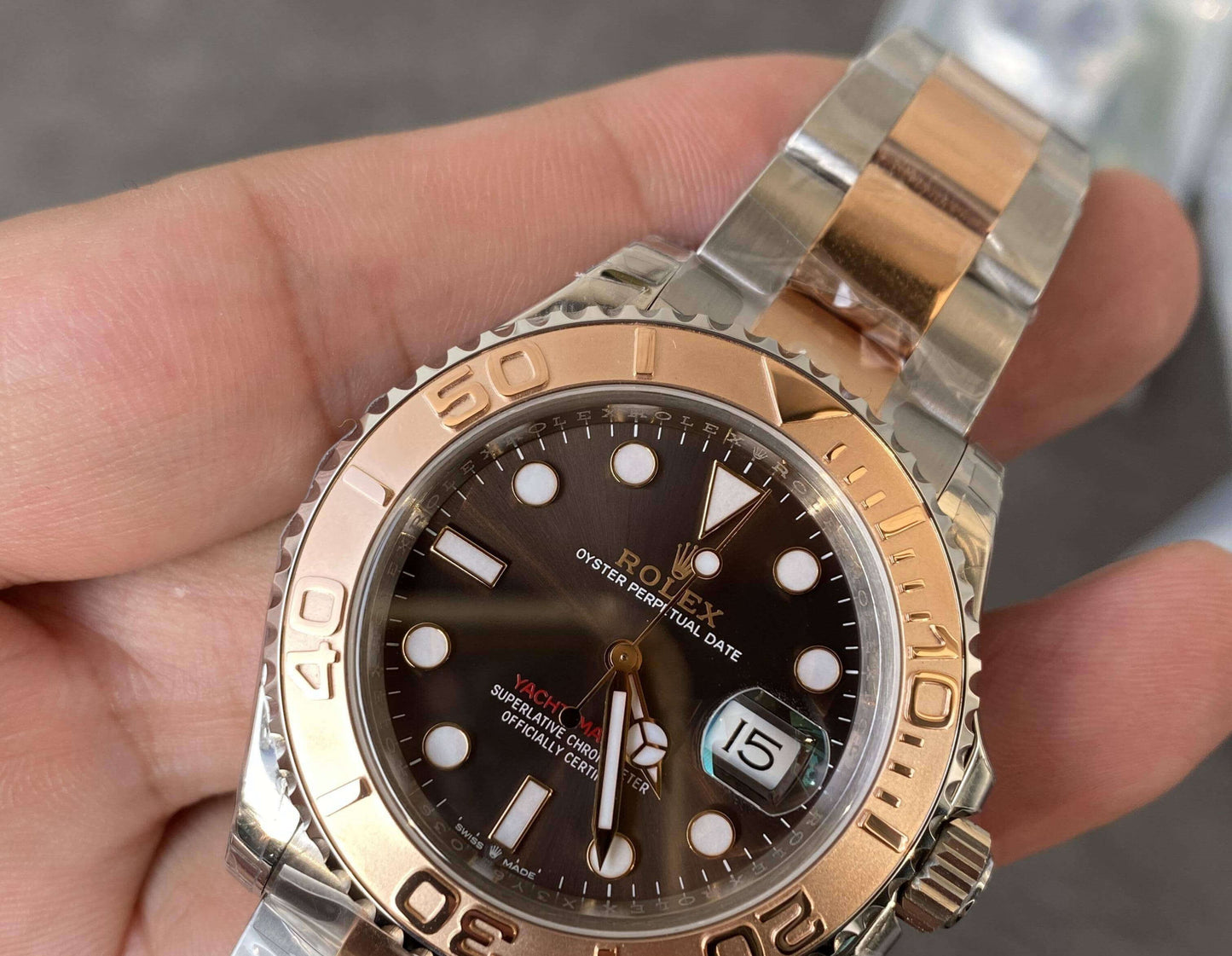 Rolex Yacht-Master 40 Two Tone Pink Gold Chocolate Dial