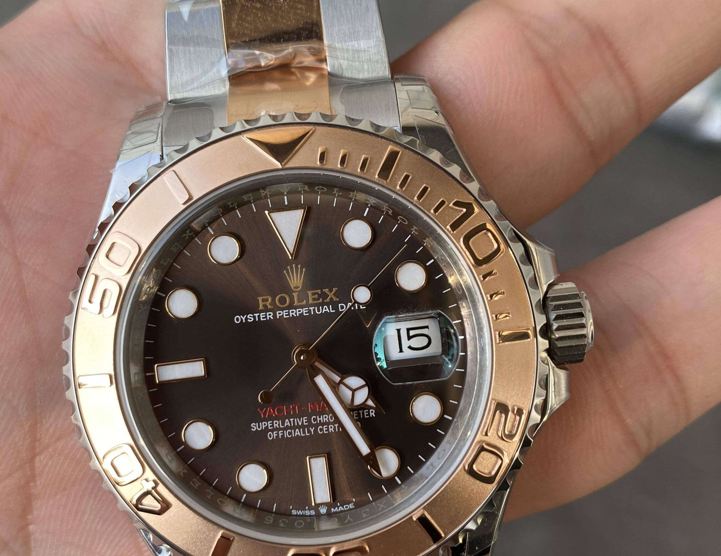 Rolex Yacht-Master 40 Two Tone Pink Gold Chocolate Dial