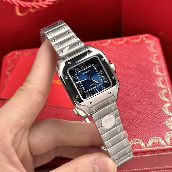 Cartier Santos 35,5mm Medium Size Steel Blue Dial