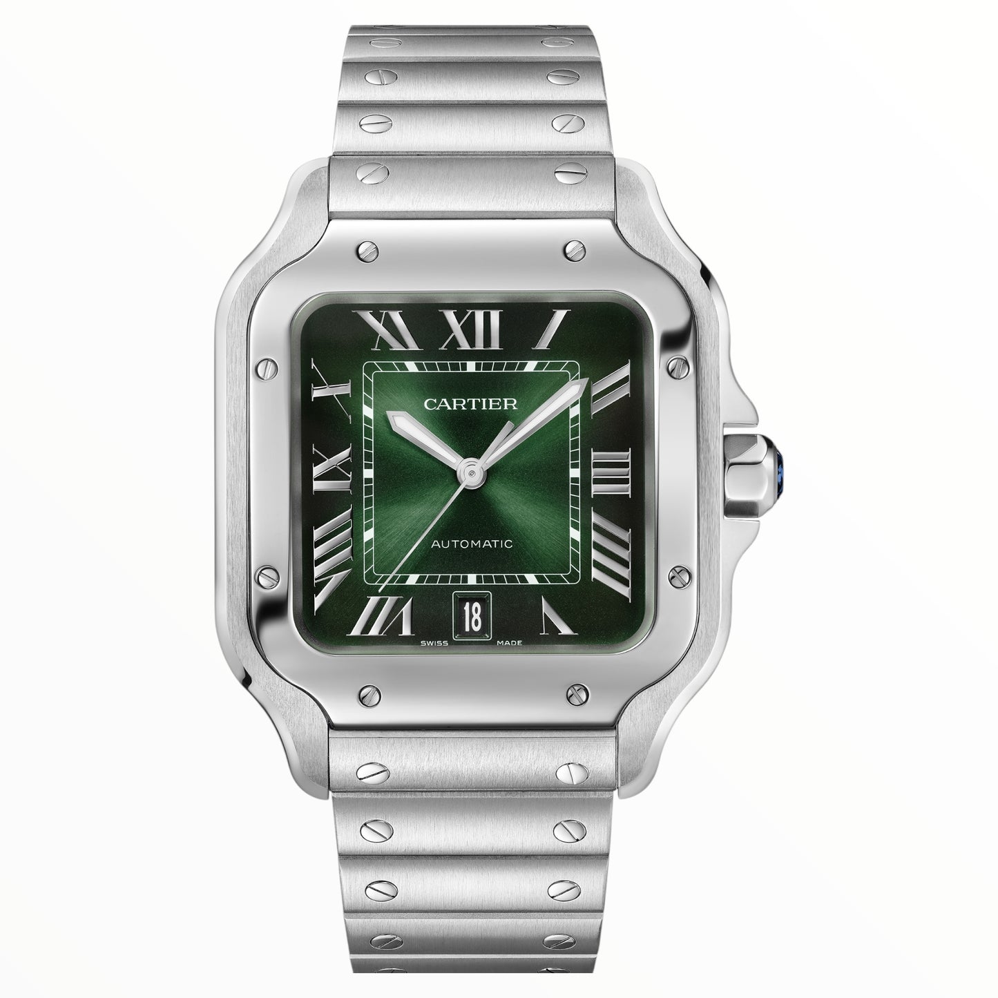 Cartier Santos 35,5mm Medium Size Steel Green Dial
