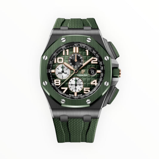 Audemars Piguet Royal Oak Offshore Selfwinding Chronograph Black Ceramic 44mm Green Dial Ceramic Bezel