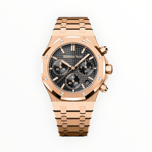 Audemars Piguet Royal Oak Chronografh Watch Everose Gold Black Dial 41mm