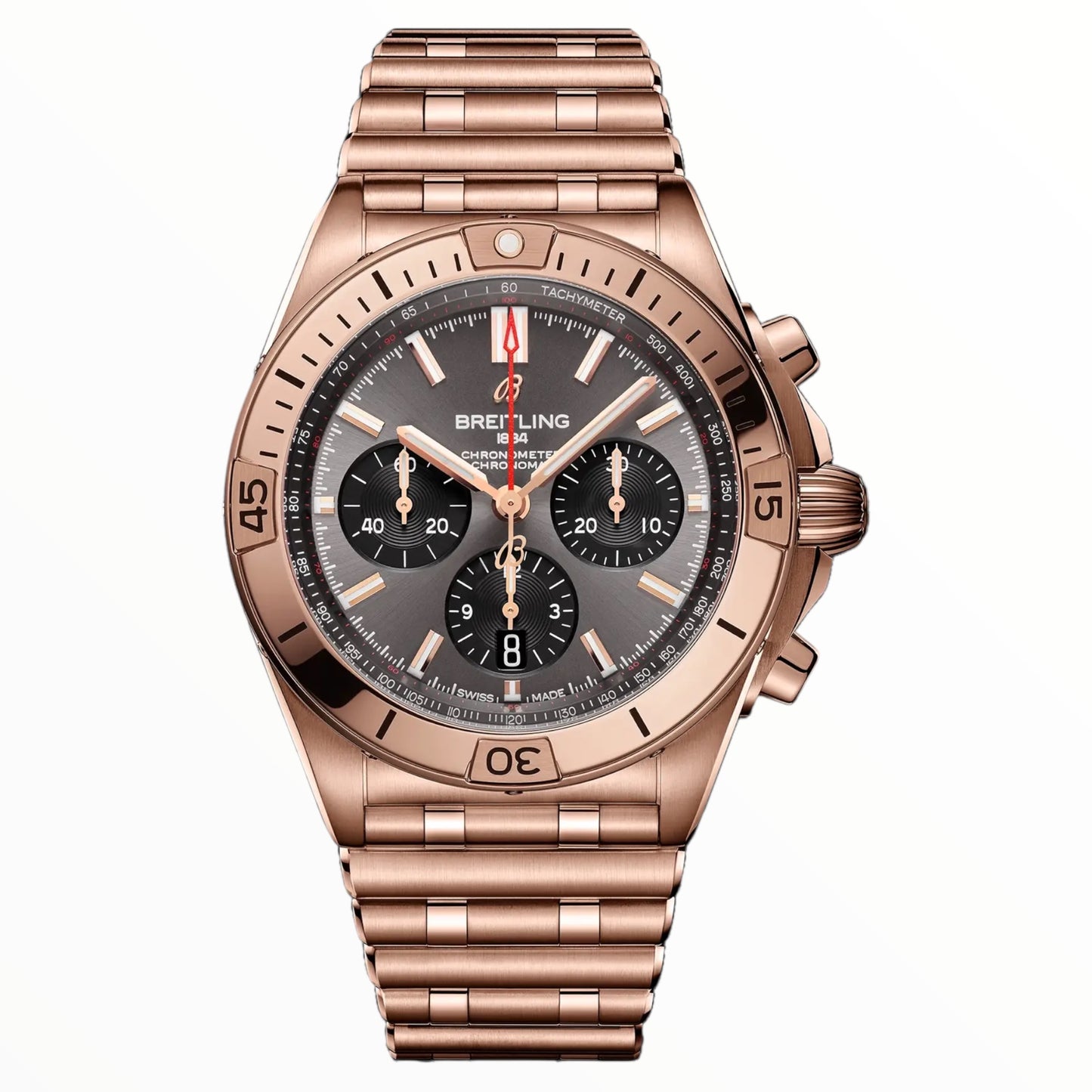 Breitling Chronomat Pink Gold Grey Dial 45mm