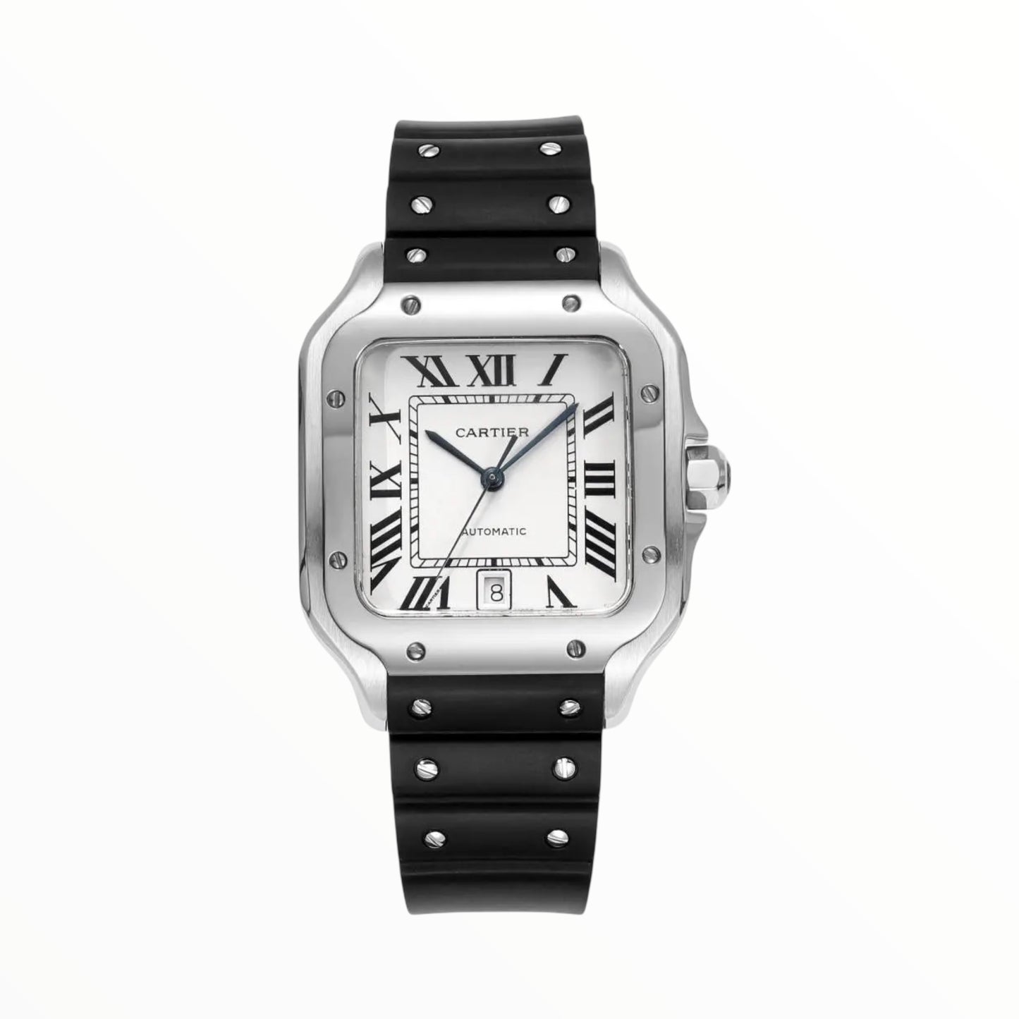 Cartier Santos Watch 35.5mm Steel White Dial Rubber