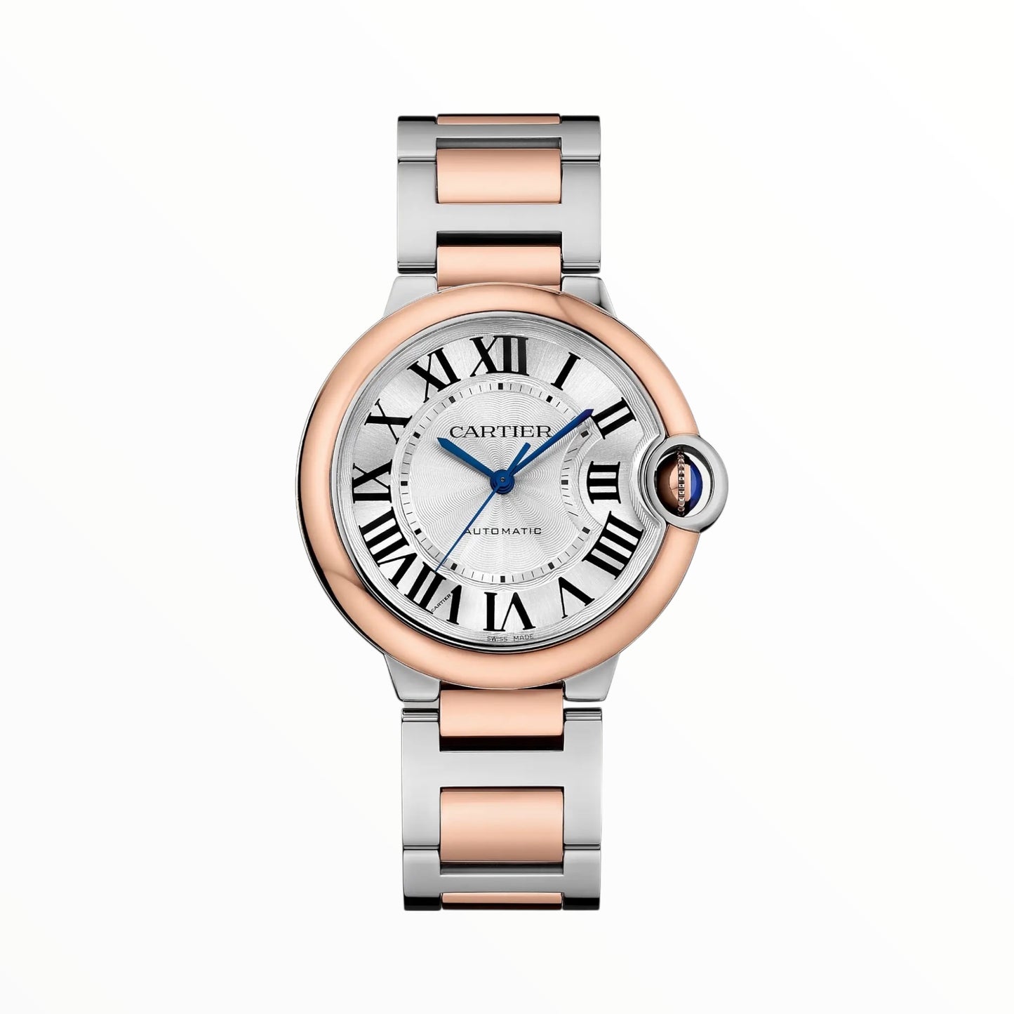 Cartier Ballon 33mm Two Tone Pink Gold White Dial