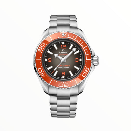 Omega Seamaster Planet Ocean Ultra Deep Grey Dial Orange Bezel 6000M Chronometer 45.5mm Rubber