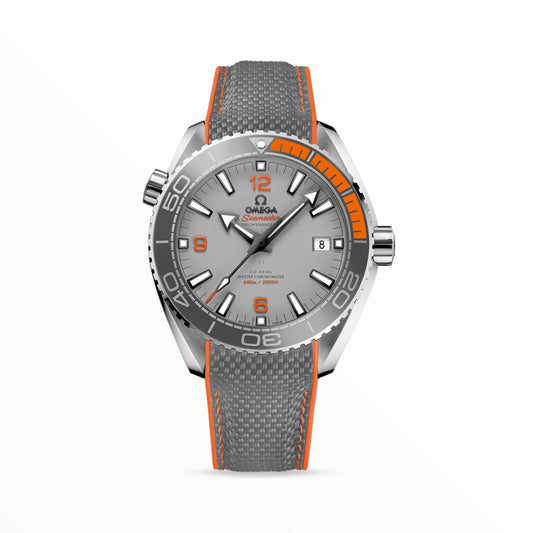 Omega Planet Ocean 600M CoAxial Sea Master Chronometer Grey Orange Strap 43.5mm