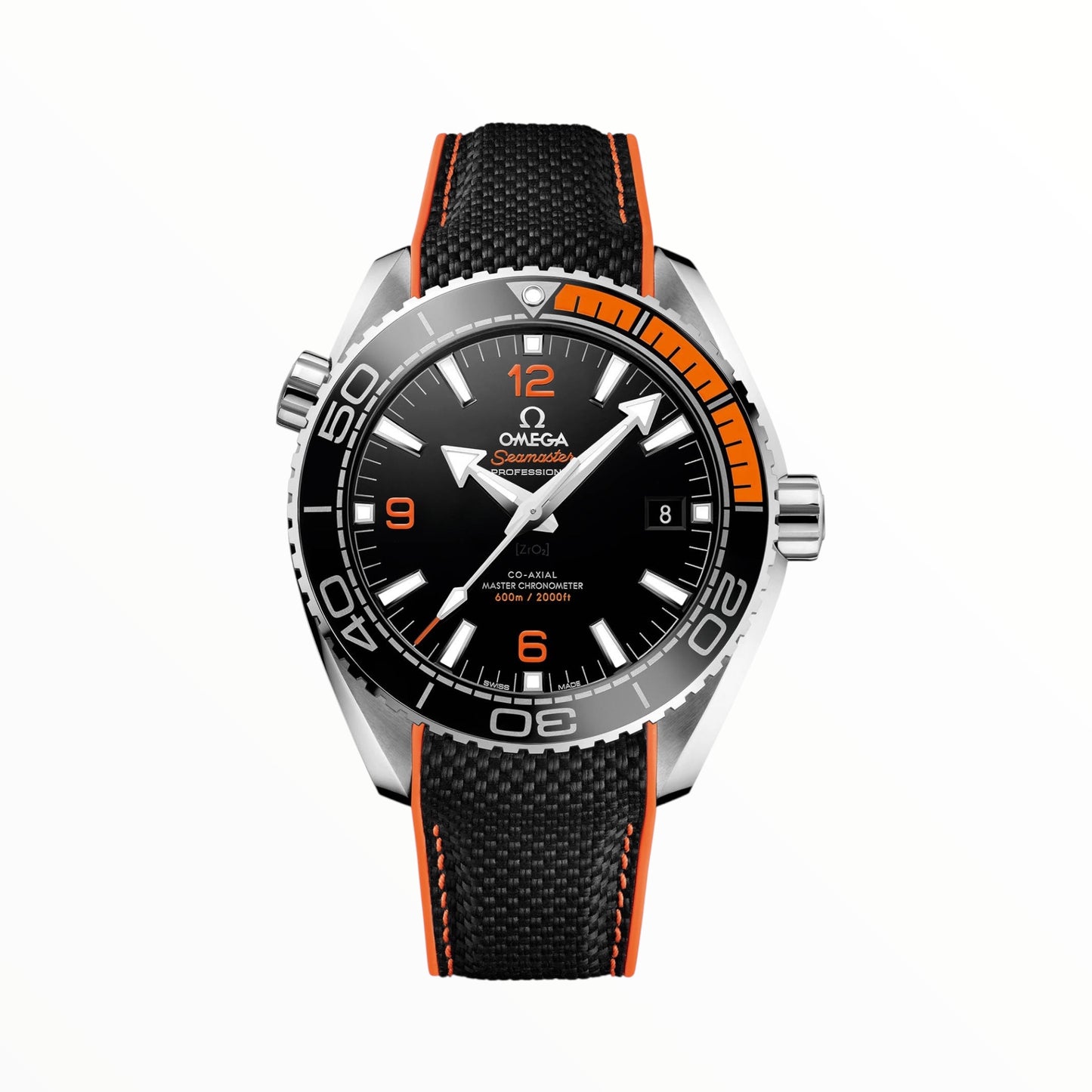 Omega Planet Ocean 600M CoAxial Sea Master Chronometer Black Orange Strap 43.5 mm