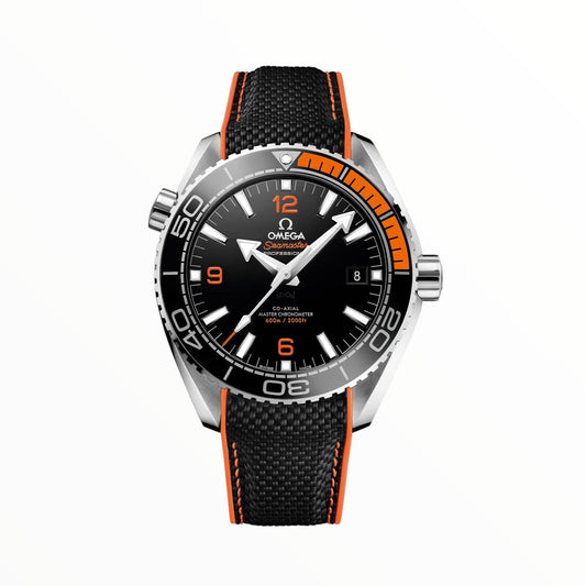 Omega Planet Ocean 600M CoAxial Sea Master Chronometer Black Orange Strap 43.5 mm