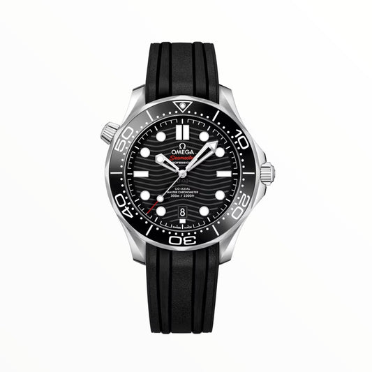 Omega Diver 300M CoAxial Master Chronometer Black Dial Rubber Strap 42 mm