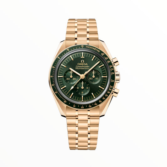 Omega Speedmaster Moonwatch Professional CoAxial Master Chronometer Pink Gold Green Dial 42 mm