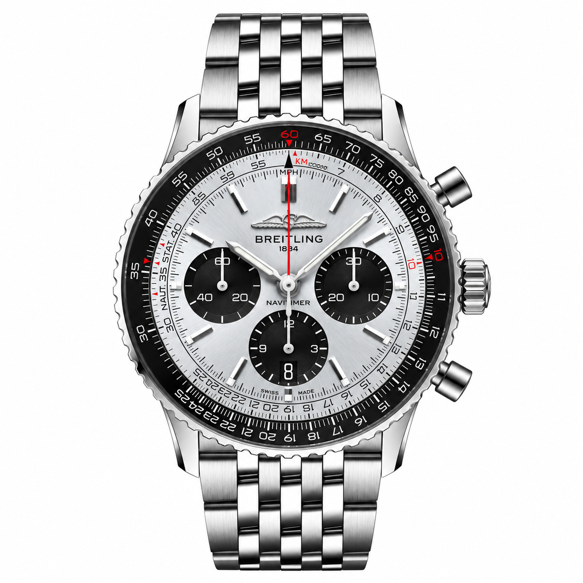 Breitling Navitimer Chronograph Silver Reverse Panda 41mm