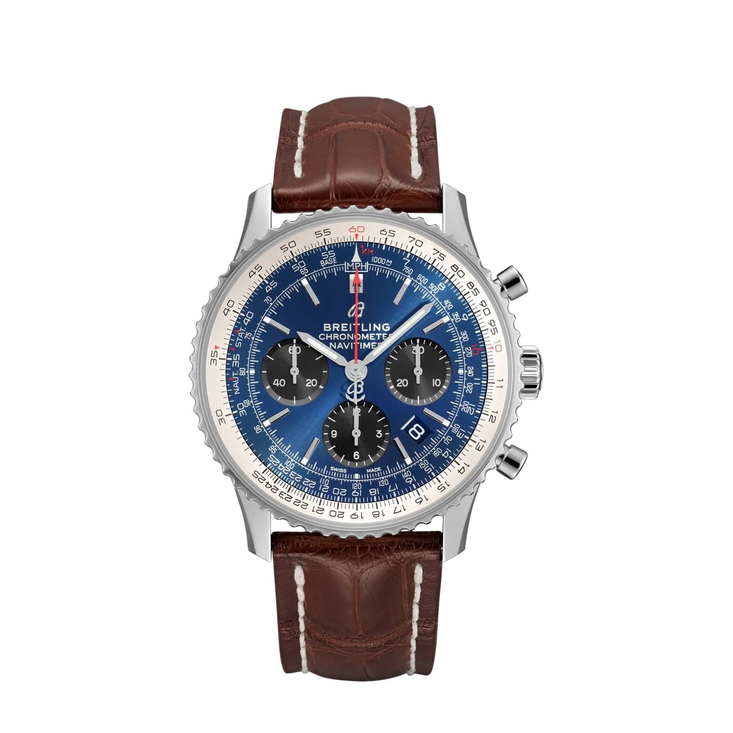 Breitling Navitimer 1 B01 Chronograph Blue Dial Brown Leather Strap
