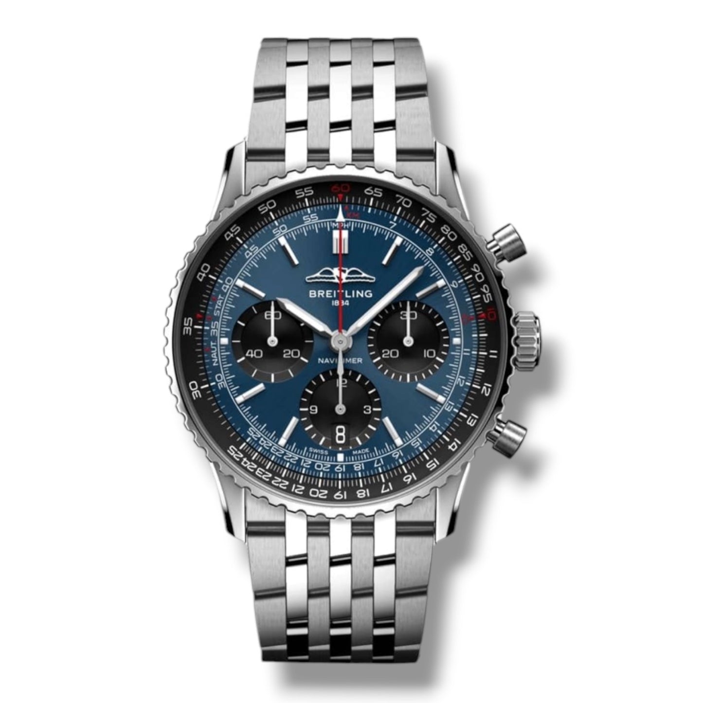 Breitling Navitimer Date Chronograph Blue Dial Black Chronograph 44mm