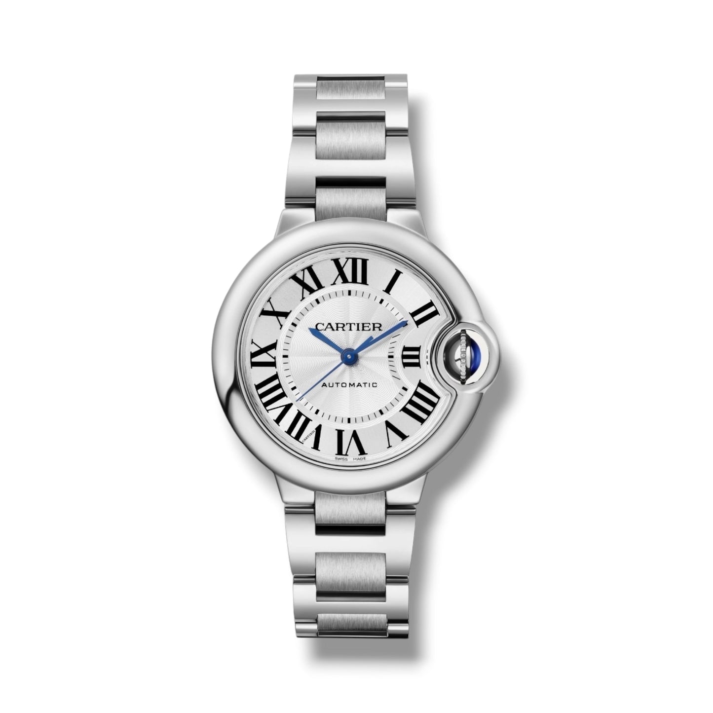 Cartier Ballon 33mm White Dial Diamonds Bezel