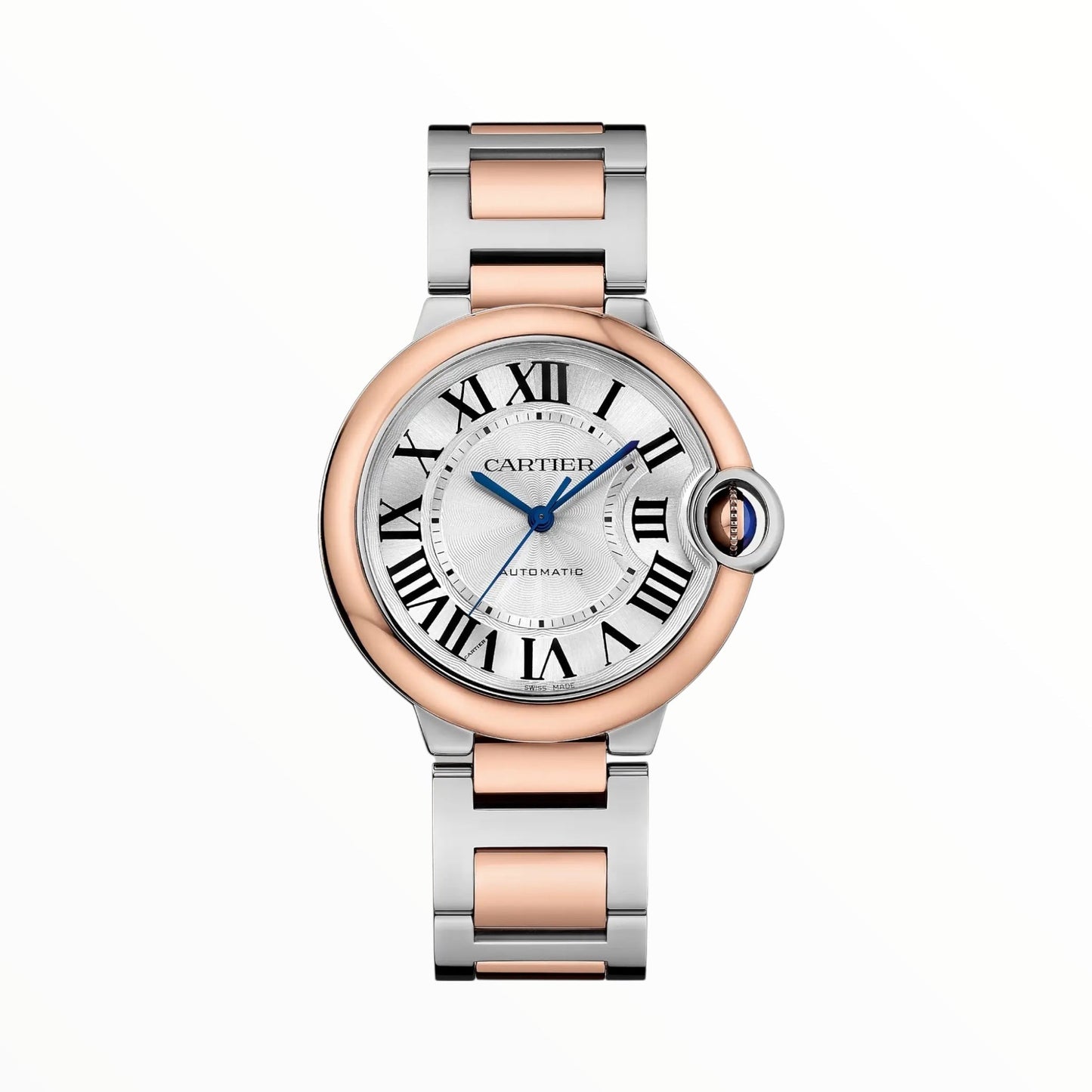 Cartier Ballon 33mm Two Tone Pink Gold White Dial