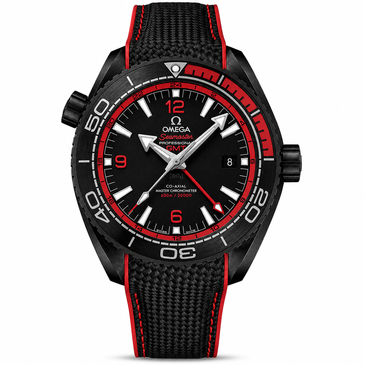 Omega Planet Ocean 600M CoAxial Master GMT Black Red 43.5 mm