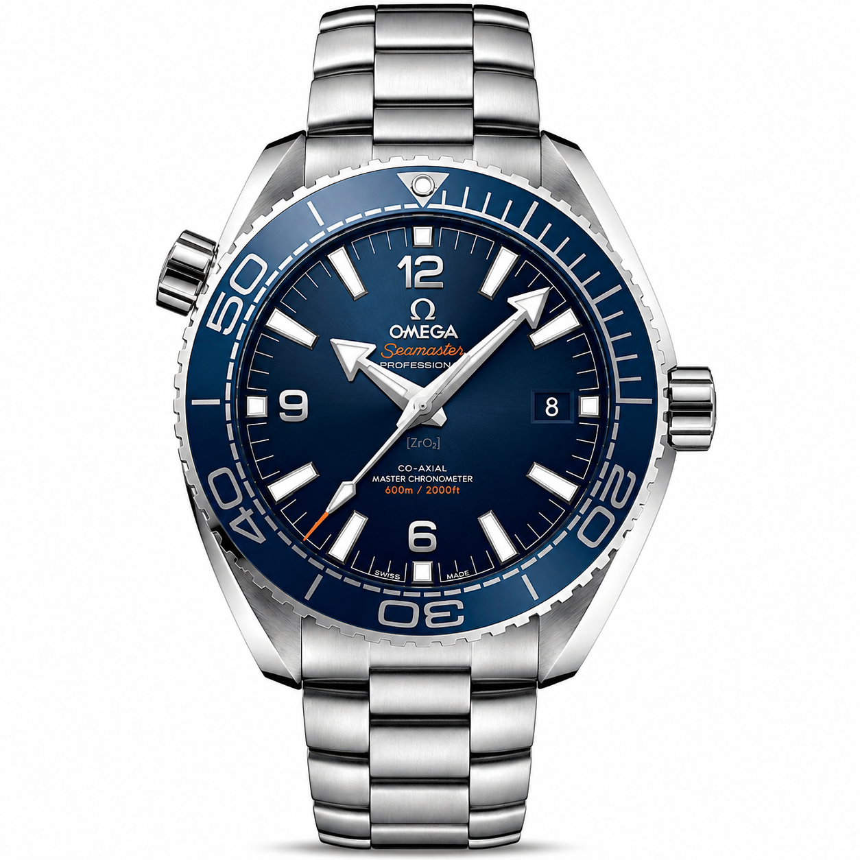 Omega Planet Ocean 600M CoAxial Sea Master Chronometer Steel Blue Dial 43.5