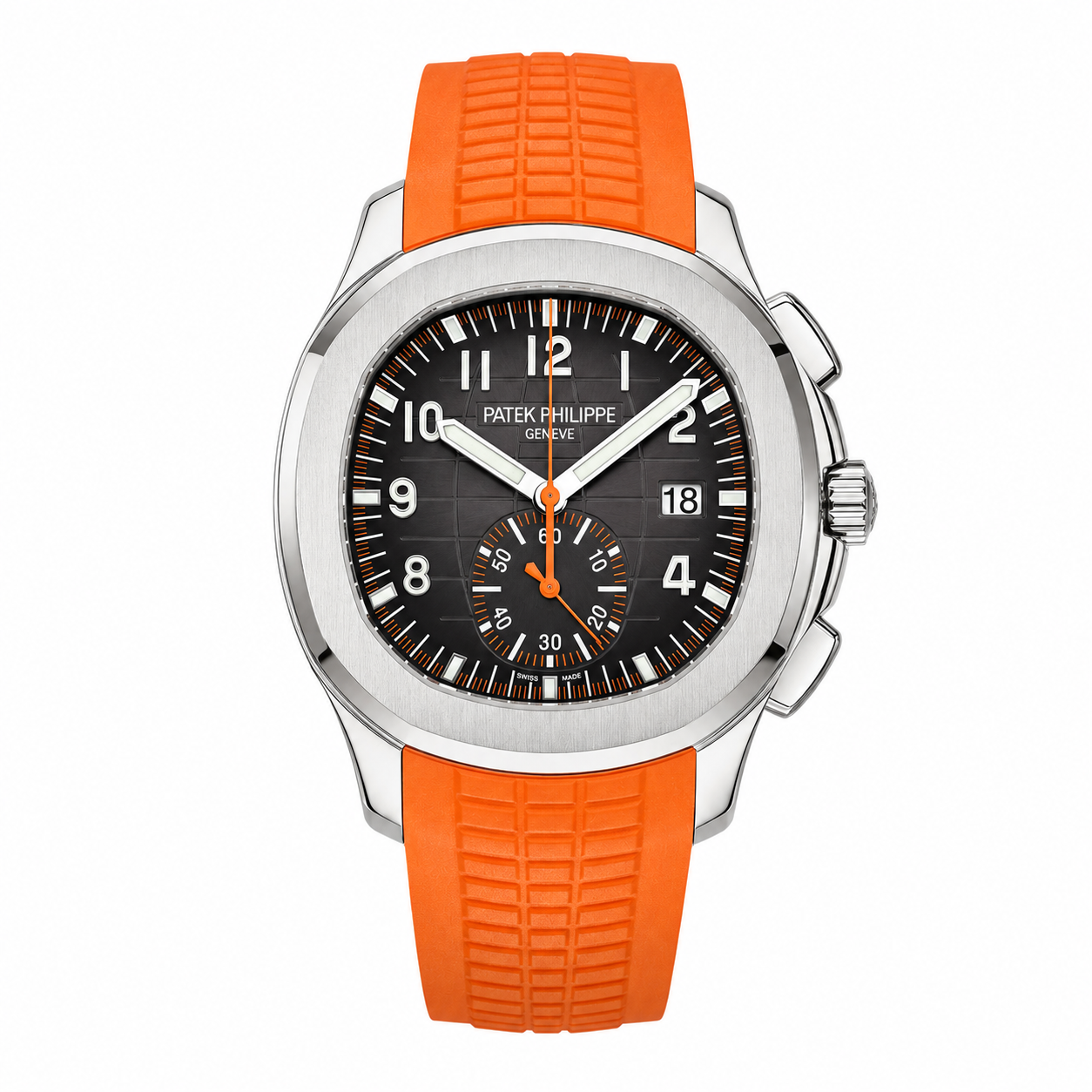 Patek Philippe Aquanaut Chronograph Black Dial Orange Rubber Strap