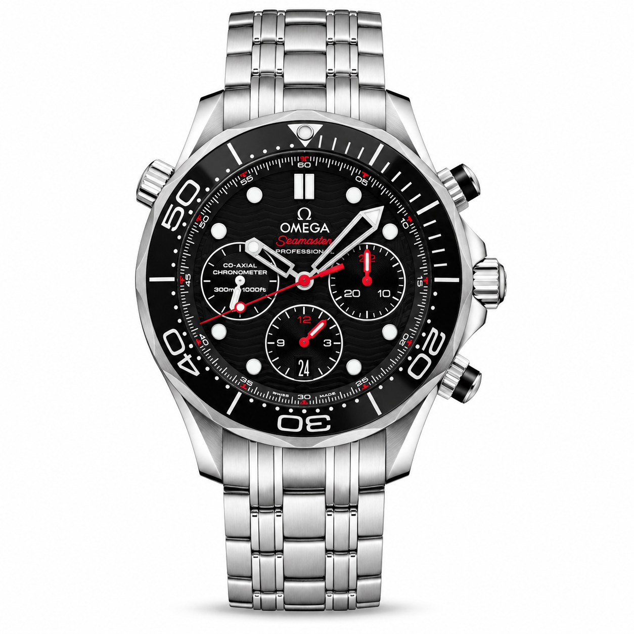Omega Seamaster Diver 300M Chronograph Black Dial – Red Accents 44mm