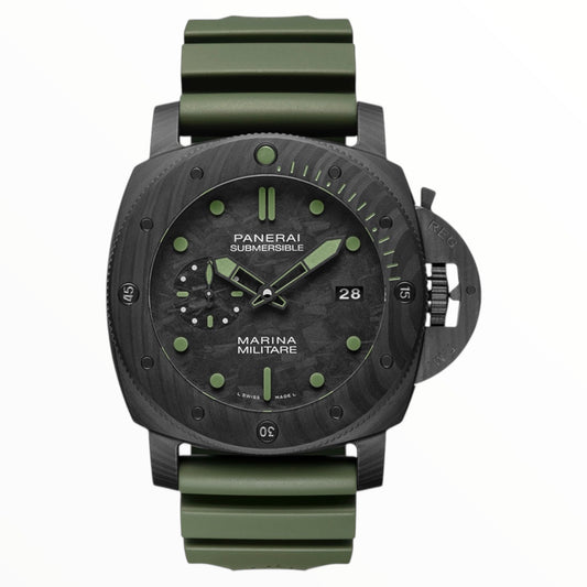 Pam Submersible Marina Militare Black And Green Carbotech 47 MM