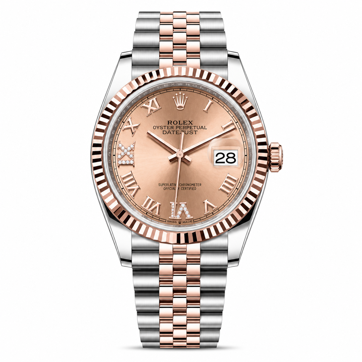 Rolex Datejust Edelstahl Two Tone Rose Gold Dial Jubilee 36mm