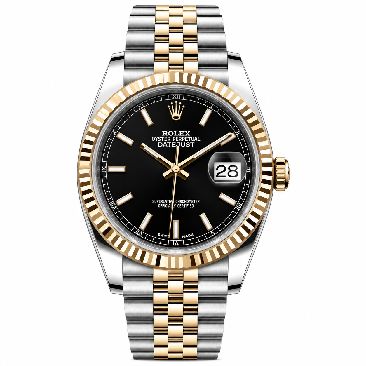 Rolex Datejust Two Tone Black Dial Jubilee 36mm
