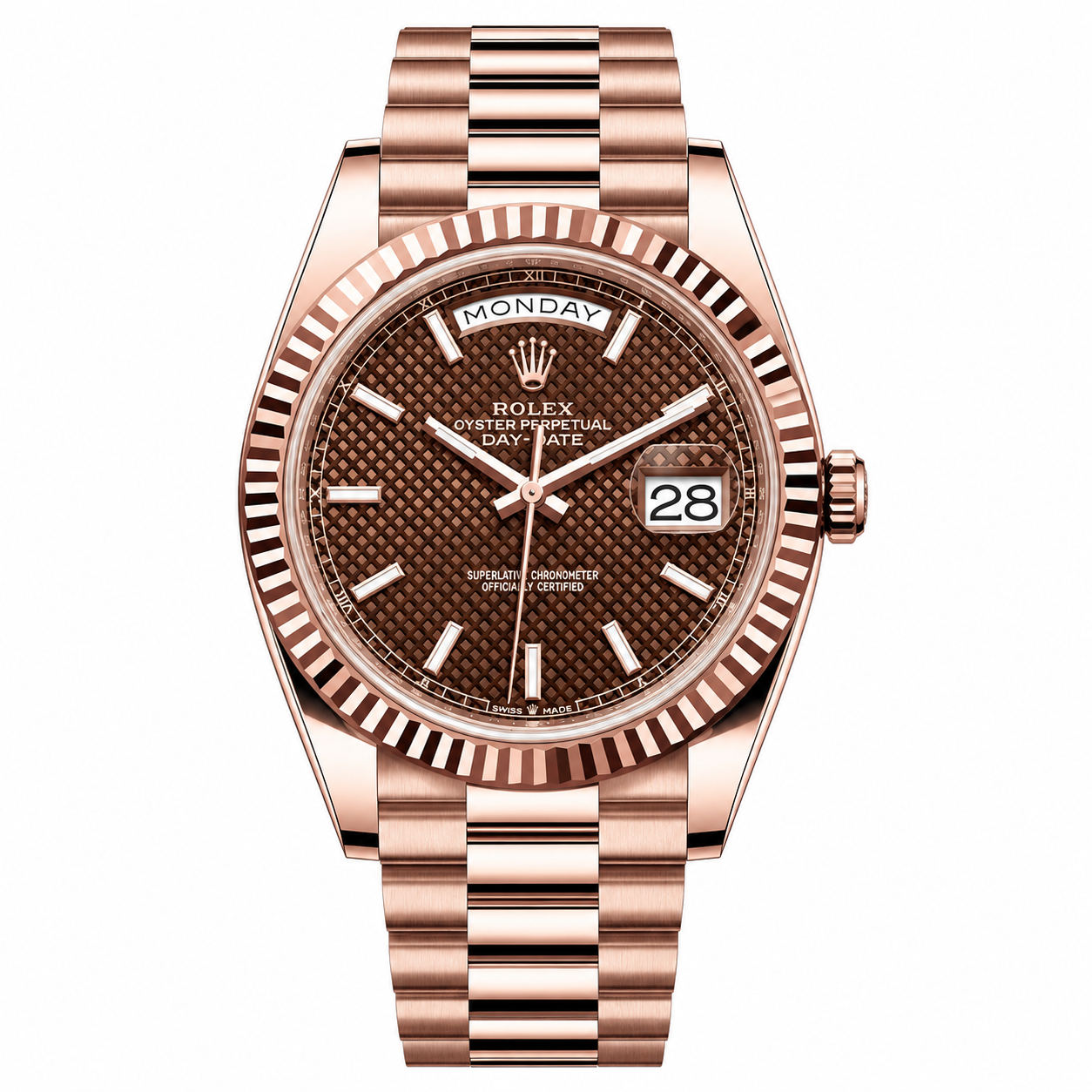 Rolex Day-Date Rose Gold Chocolate Motif Dial President 40mm