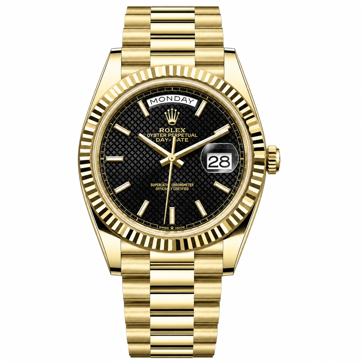 Rolex Day-Date Yellow Gold Black Motif Dial President 40mm
