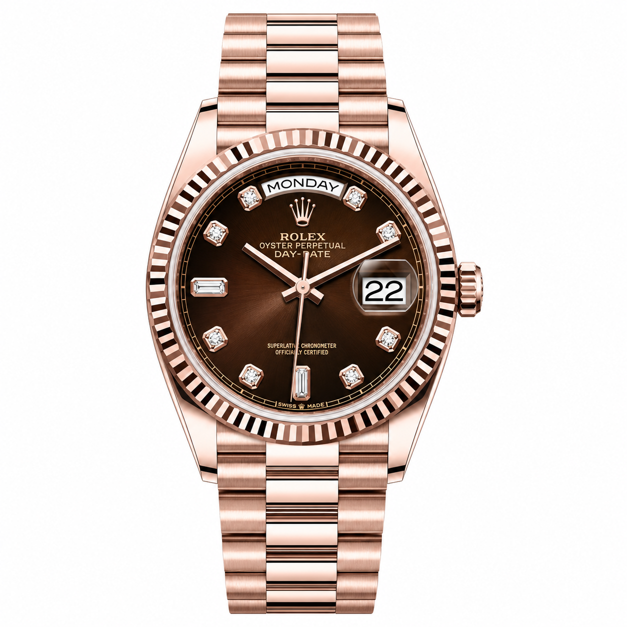 Rolex Day-Date Chocolate Diamond Dial Rose Gold President 36mm