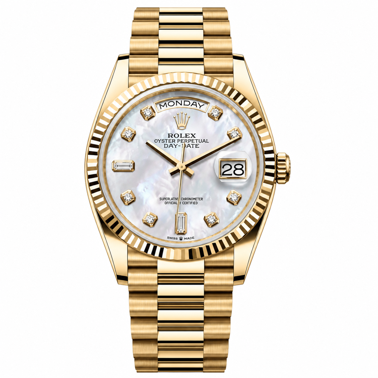 Rolex Day-Date Mother Of Pearl Diamond Dial Gold President 33mm