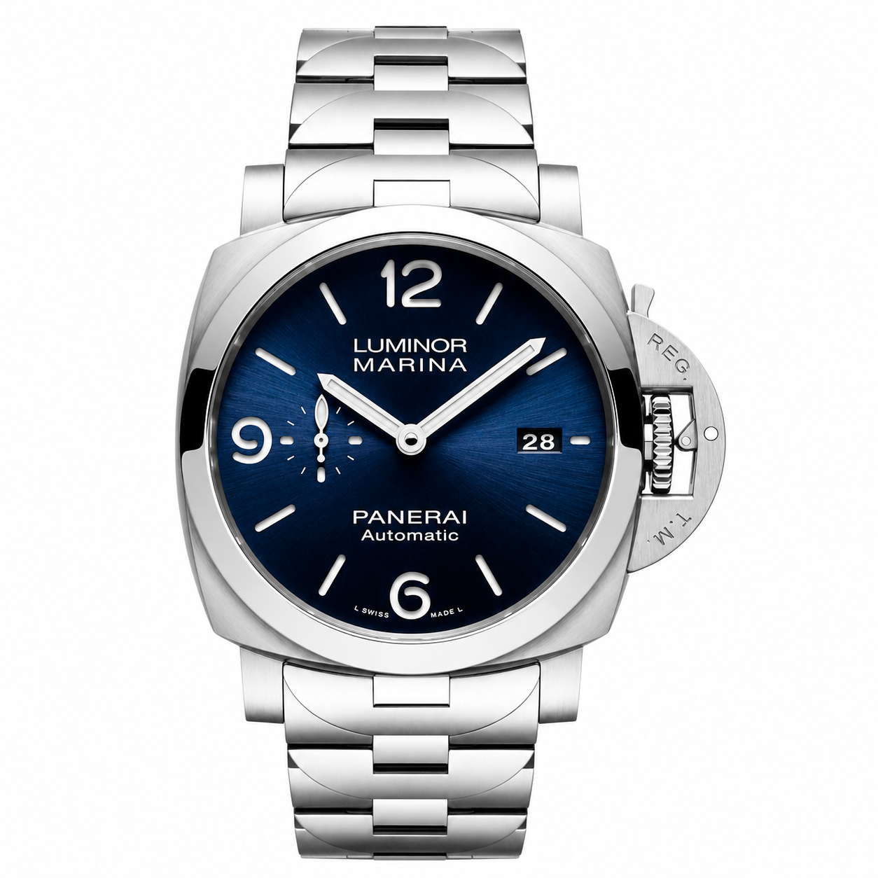 Panerai Luminor Marina Blue Sunburst Steel Bracelet Edition