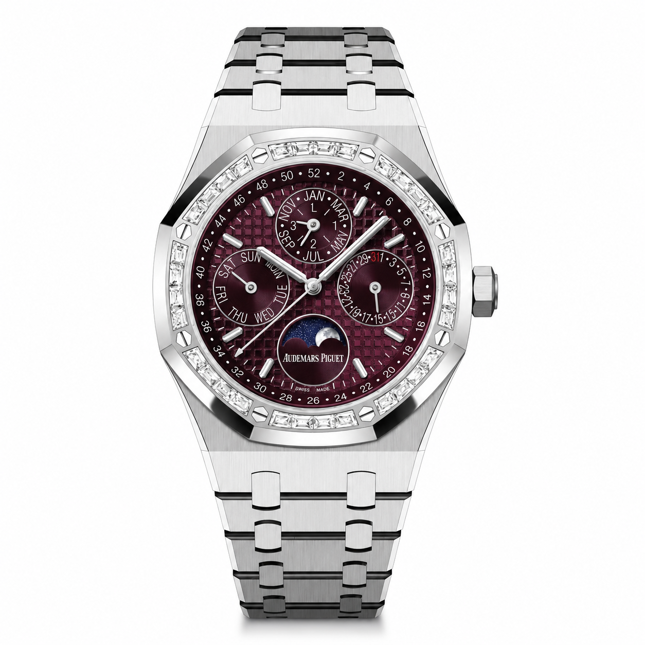 Audemars Piguet Royal Oak Chronografh Watch Purple Dial Baguette 41mm