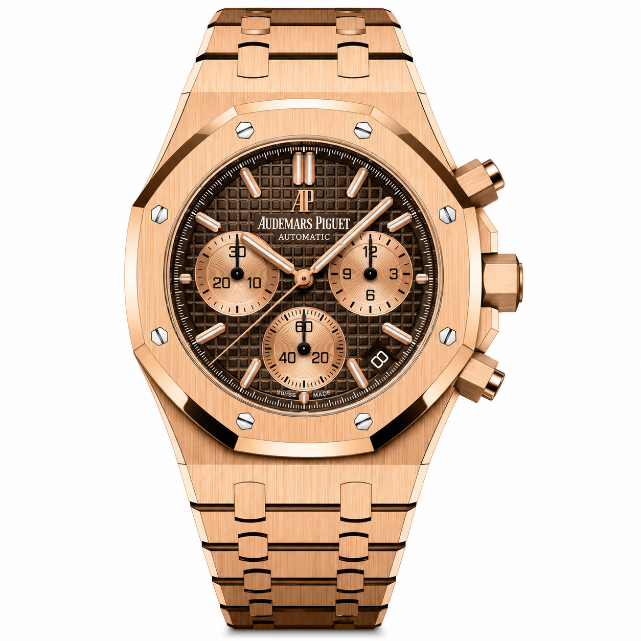 Audemars Piguet Royal Oak Chronografh Watch Everose Gold Brown Dial 41mm