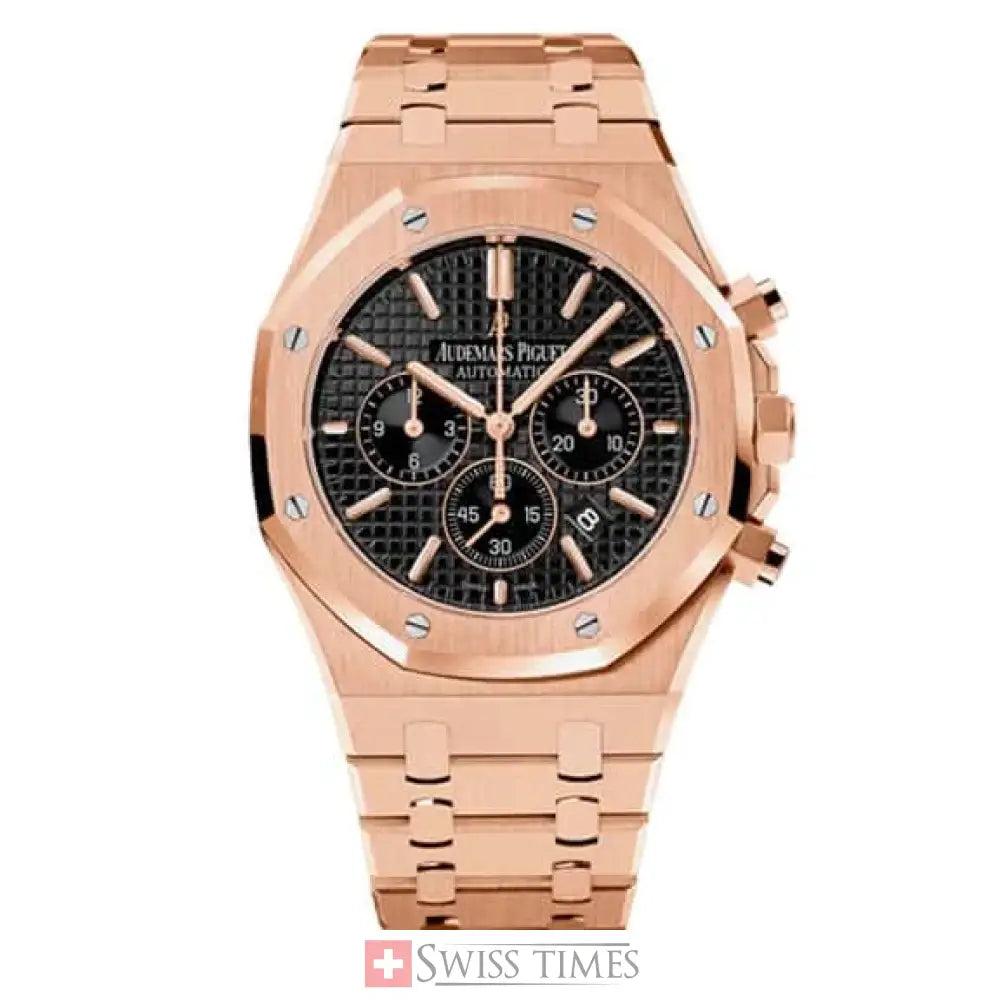Audemars Piguet Royal Oak Chronografh Watch Everose Gold Black Dial 41mm