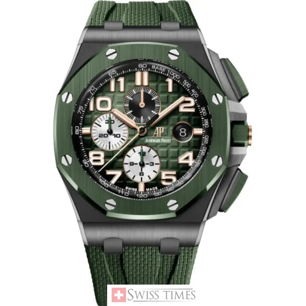 Audemars Piguet Royal Oak Offshore Selfwinding Chronograph Black Ceramic 44mm Green Dial Ceramic Bezel