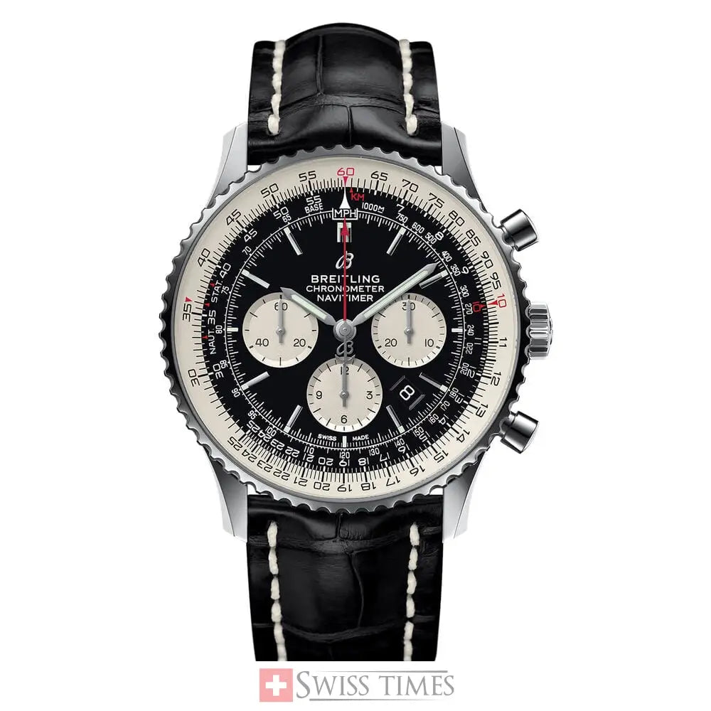 Breitling Navitimer 1 B01 Chronograph Stainless Steel Black Dial Automatic Gents Watch