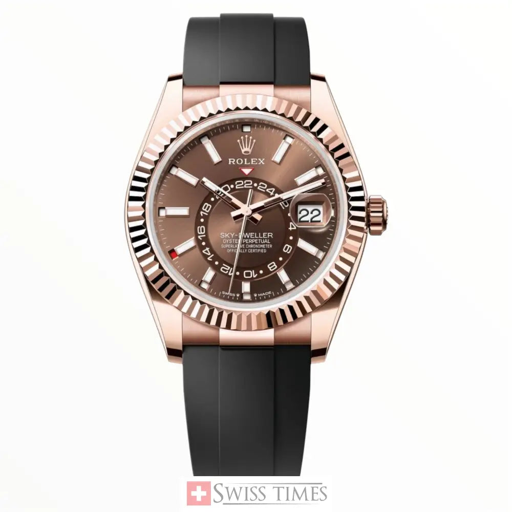 Chocolate Dial Everose Gold With Rubber