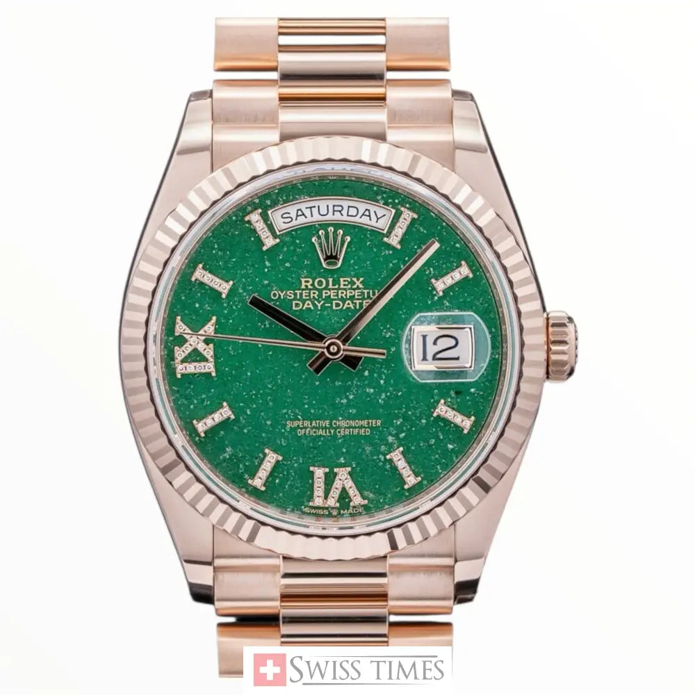 D-Date 36 Everose Gold Aventurine Roman Diamond Dial