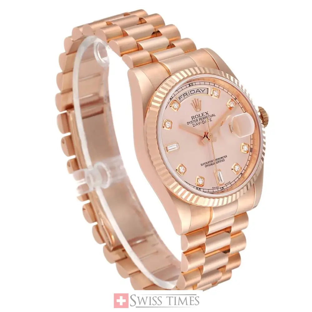 D-Date 36mm Rose Gold President Baguette Dial