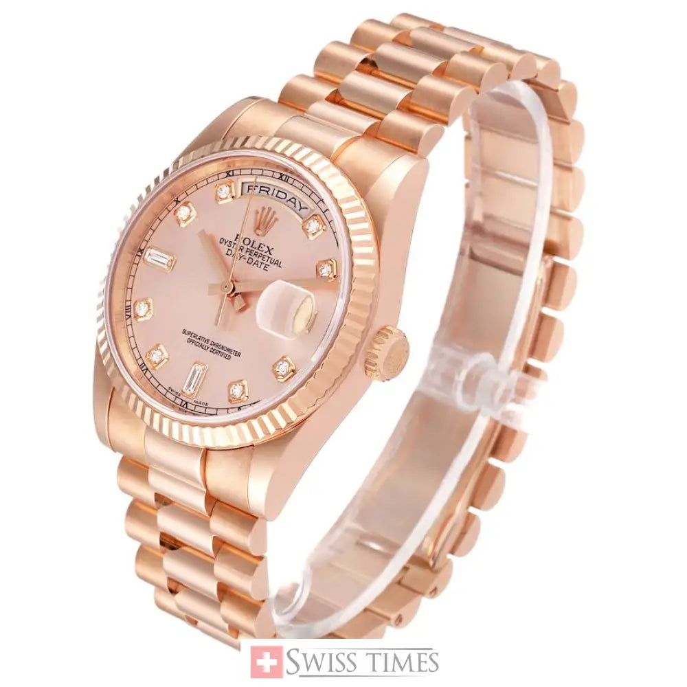 D-Date 36mm Rose Gold President Baguette Dial