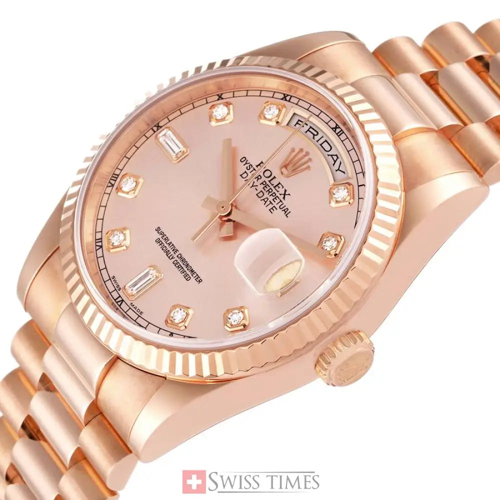 D-Date 36mm Rose Gold President Baguette Dial