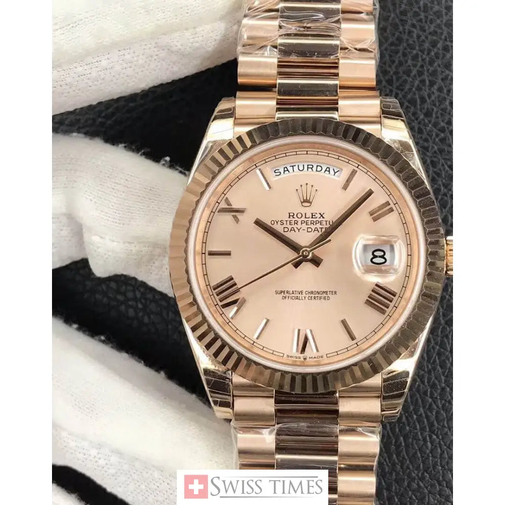 D-Date Everose Gold Sundust Dial Roman 41mm