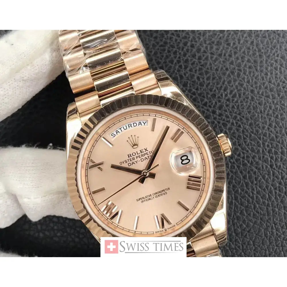 D-Date Everose Gold Sundust Dial Roman 41mm