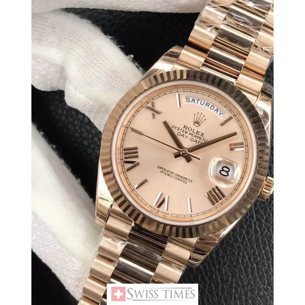 D-Date Everose Gold Sundust Dial Roman 41mm