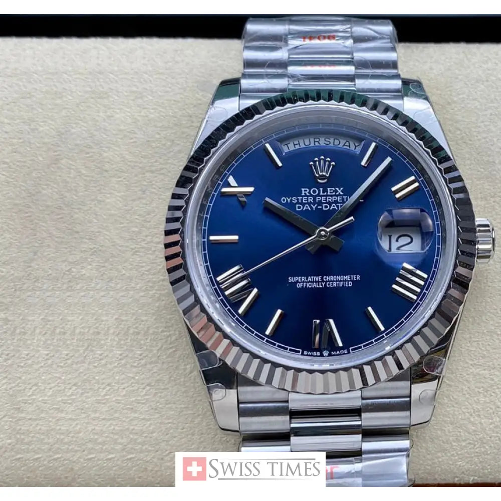 D-Date Steel Blue Roman Dial President