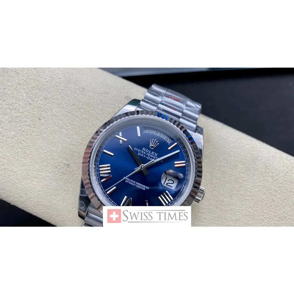 D-Date Steel Blue Roman Dial President
