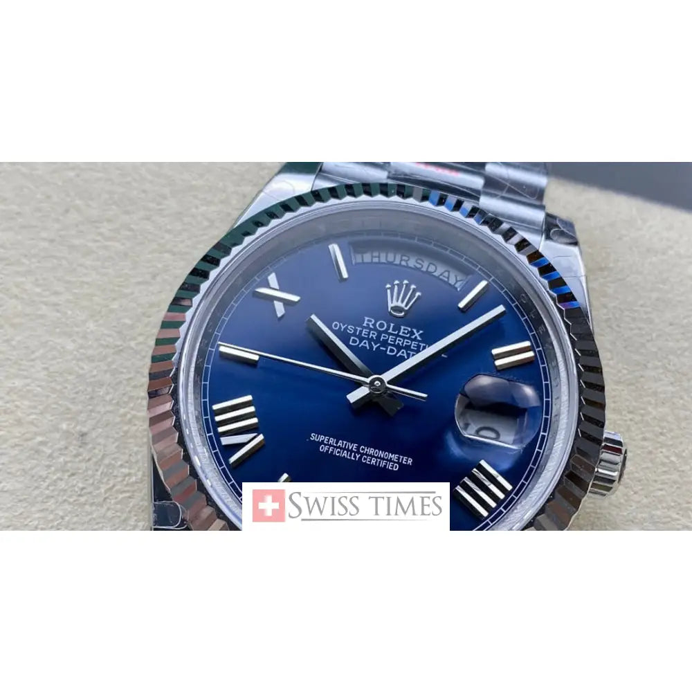 D-Date Steel Blue Roman Dial President