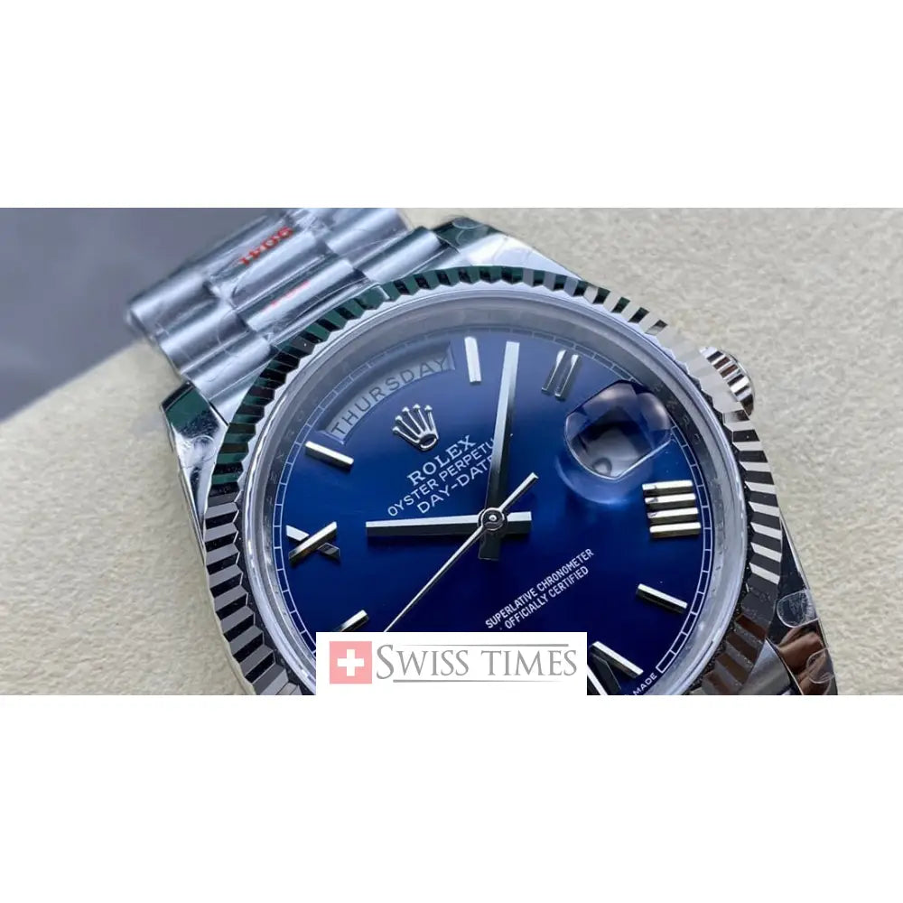 D-Date Steel Blue Roman Dial President